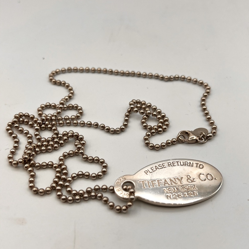 TIFFANY 925 return to oval tag long pendant